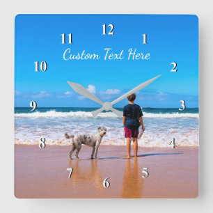 Upload Your Pet Photo Clock with Custom Text
