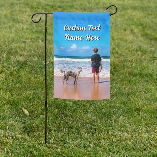 Upload Your Pet Photo Garden Flag Add Text Name (In SItu)