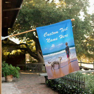 Upload Your Pet Photo House Flag Add Custom Text