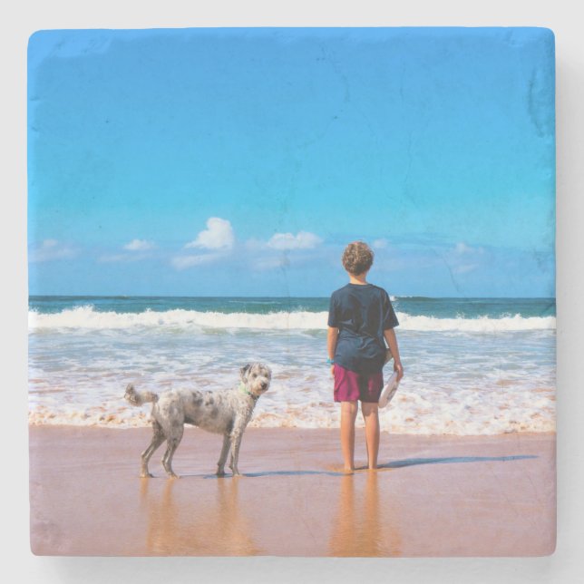 Upload Your Pet Photo Marble Coaster Personalized (Front)