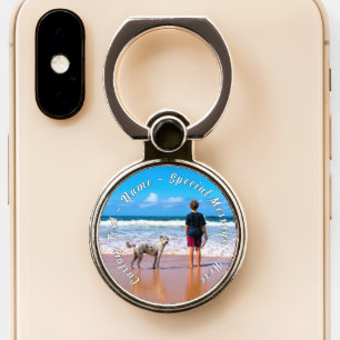 Upload Your Pet Photo Phone Ring Stand Custom Text