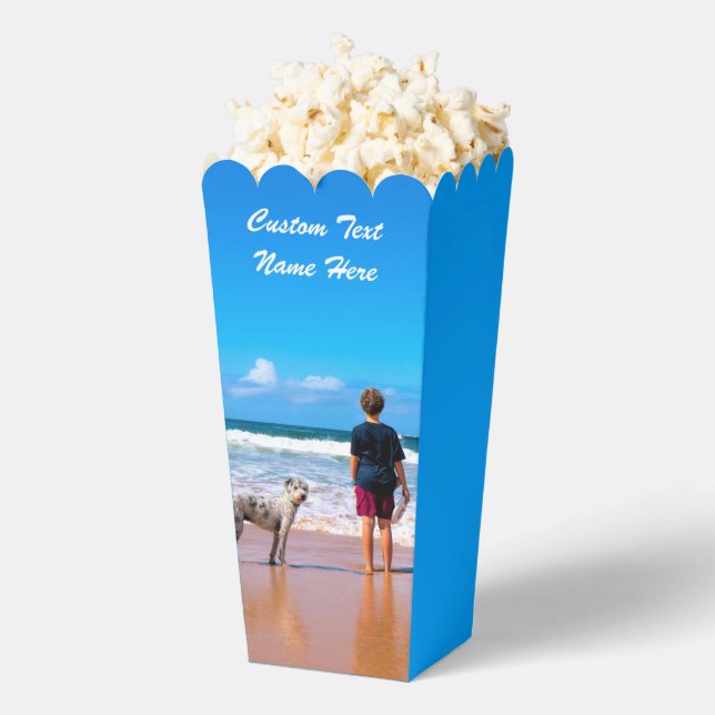 Upload Your Pet Photo Popcorn Boxes Custom Text (Popped)