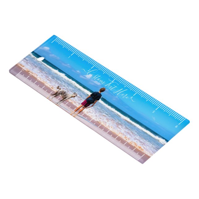 Upload Your Pet Photo Ruler Personalized Text Name (Angled)