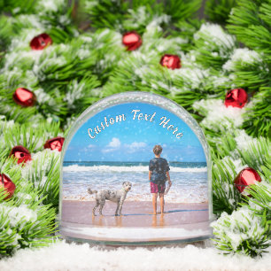 Upload Your Pet Photo Snow Globe Gift Custom Text
