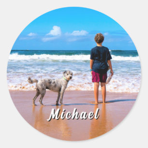 Upload Your Pet Photo Stickers Personalized Name