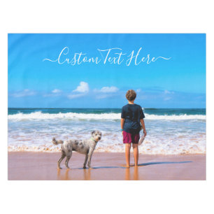Upload Your Pet Photo Tablecloth Custom Text Name