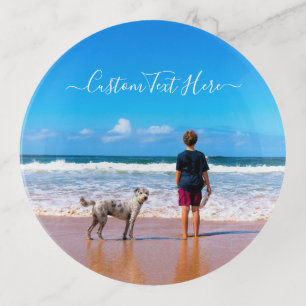 Upload Your Pet Photo Trinket Tray Add Custom Text
