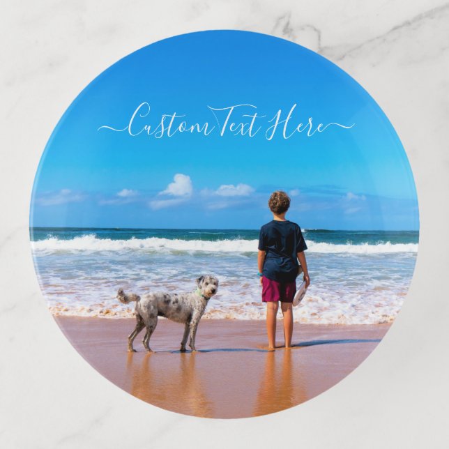 Upload Your Pet Photo Trinket Tray Add Custom Text (Front)