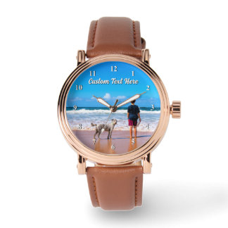 Upload Your Pet Photo Watch Personalized Text Name