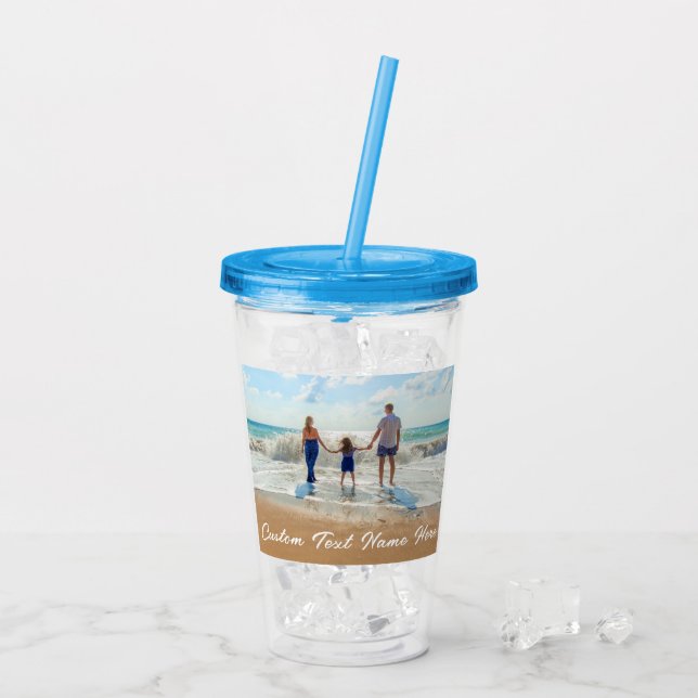 Upload Your Photo Acrylic Tumbler Add Custom Text (Back Ice)