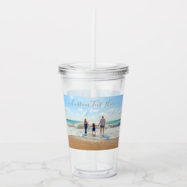 Upload Your Photo Add Custom Text Acrylic Tumbler (Front)