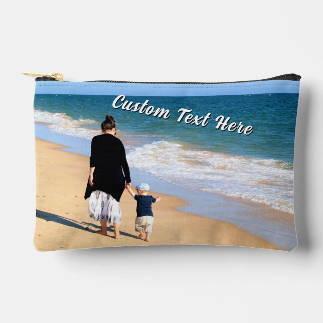 Upload Your Photo Add Custom Text Personalized Accessory Pouch (Front)