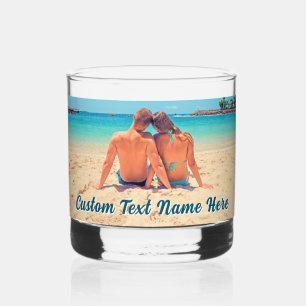 Upload Your Photo Add Custom Text Personalized Whiskey Glass
