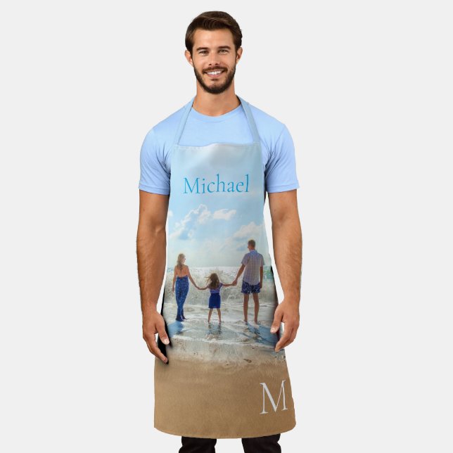 Upload Your Photo Apron Gift Add Name and Letter (Worn)