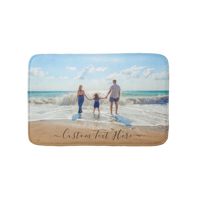 Upload Your Photo Bath Mat Personalize Text (Front)