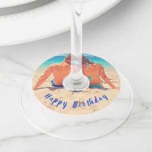 Upload Your Photo Birthday Wine Glass Tags
