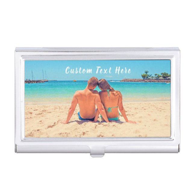 Upload Your Photo Business Card Case Custom Text (Front)