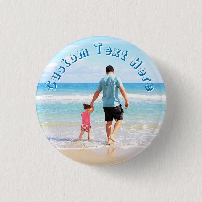Upload Your Photo Button Gift Personalized Text (Front)