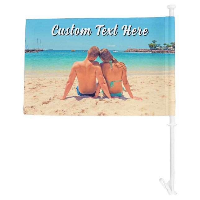 Upload Your Photo Car Flag Personalized Text Name (Back)