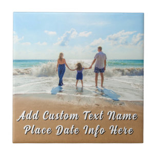 Upload Your Photo Ceramic Tile Gift Custom Text