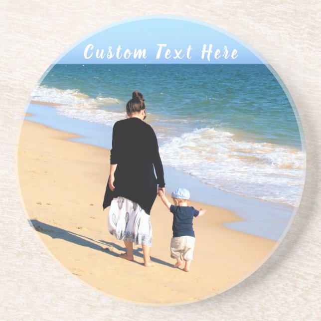 Upload Your Photo Coaster Gift Personalized Text (Front)