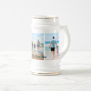Upload Your Photo Collage Beer Stein Custom Text