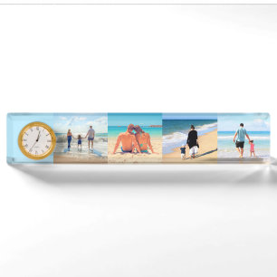 Upload Your Photo Collage Desk Plate Clock Gift