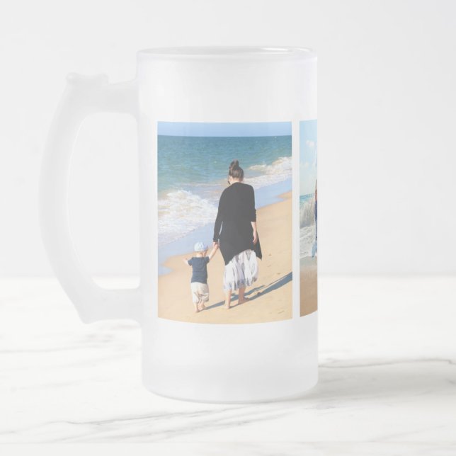 Upload Your Photo Collage Frosted Glass Beer Mug (Left)