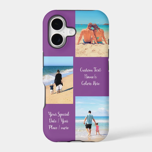 Upload Your Photo Collage iPhone Case Custom Text (Back)