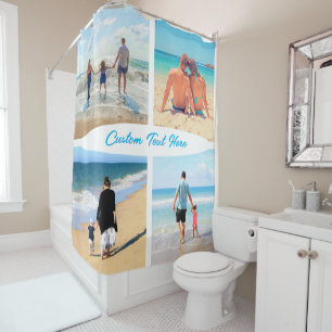 Upload Your Photo Collage Shower Curtain with Text