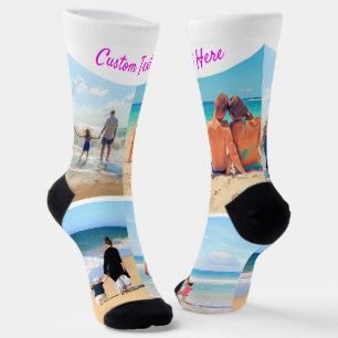 Upload Your Photo Collage Socks Gift Custom Text