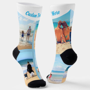 Upload Your Photo Collage Socks Gift Custom Text
