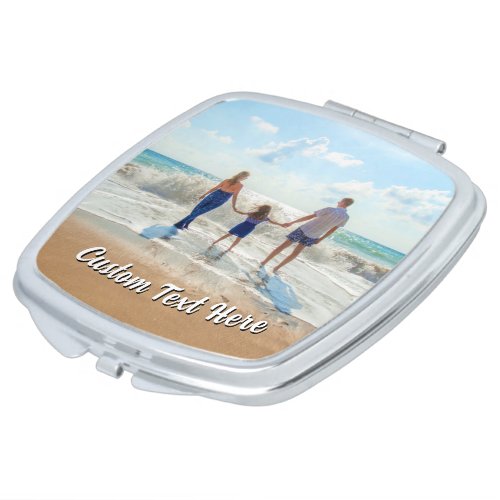 Upload Your Photo Compact Mirror Gift Custom Text