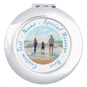 Upload Your Photo Compact Mirror Gift Custom Text