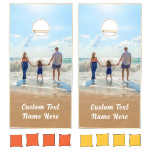 Upload Your Photo Cornhole Set Gift Custom Text