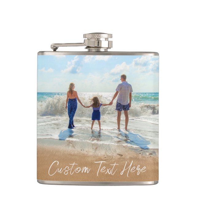 Upload Your Photo Flask Gift Personalized Text (Front)
