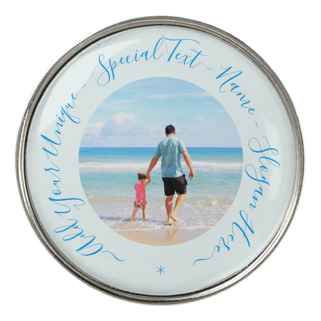 Upload Your Photo Golf Ball Markers Custom Text (Front)