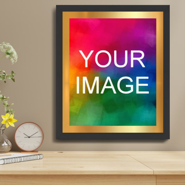 Upload Your Photo Image Picture Gold Background Framed Art (Table Top)