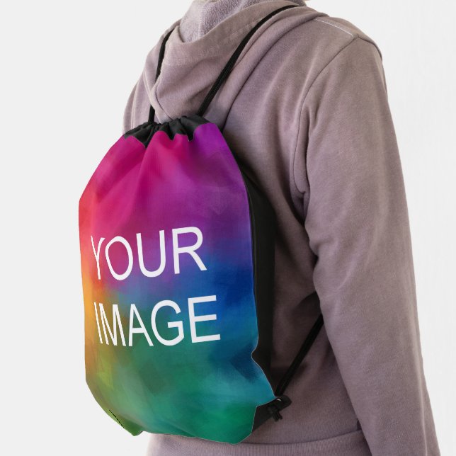 Upload Your Photo Image Picture Template Trendy Drawstring Bag (Insitu)
