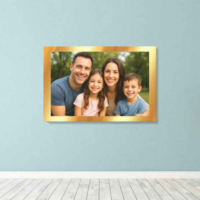 Upload Your Photo Image to Blank Gold Background Canvas Print (Insitu(Wood Floor))
