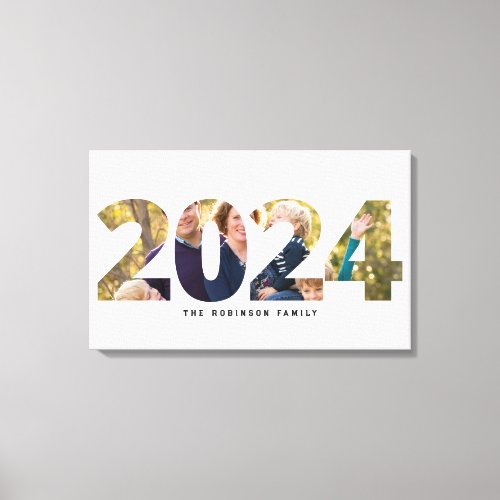 Upload Your Photo in New Year Number 2024 Sepia Canvas Print