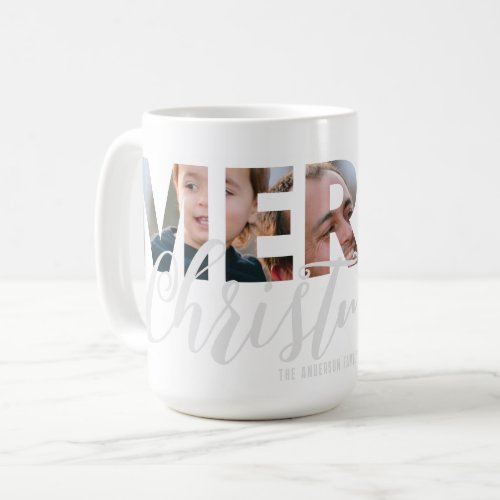 Upload Your Photo in Text Christmas Coffee Mug
