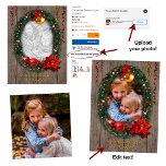 Upload your photo into this Christmas Frame cutout<br><div class="desc">👉Click "Personalize" and then "Change" to upload your photo. What you see is what you get,  so make sure it fits (otherwise,  ask me for help). Also edit (or delete) the text. 
More items with this design: www.zazzle.com/aura2000/wreath</div>