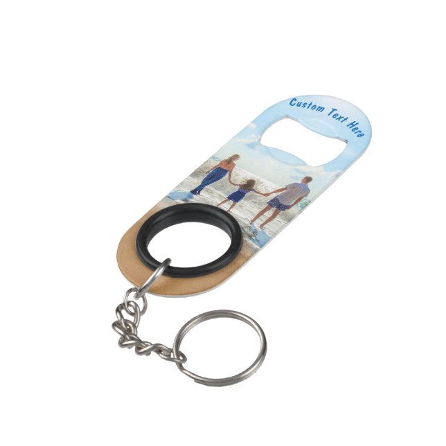 Upload Your Photo Keychain Bottle Opener with Text (Back Angled)
