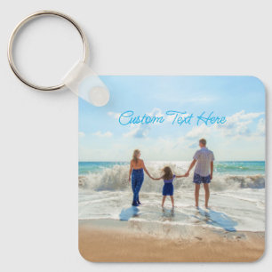 Upload Your Photo Keychain Gift Add Custom Text