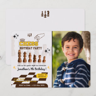 Upload Your Photo Kids Chess Birthday Party Invite