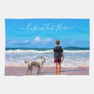 Upload Your Photo Kitchen Towel Add Text Name