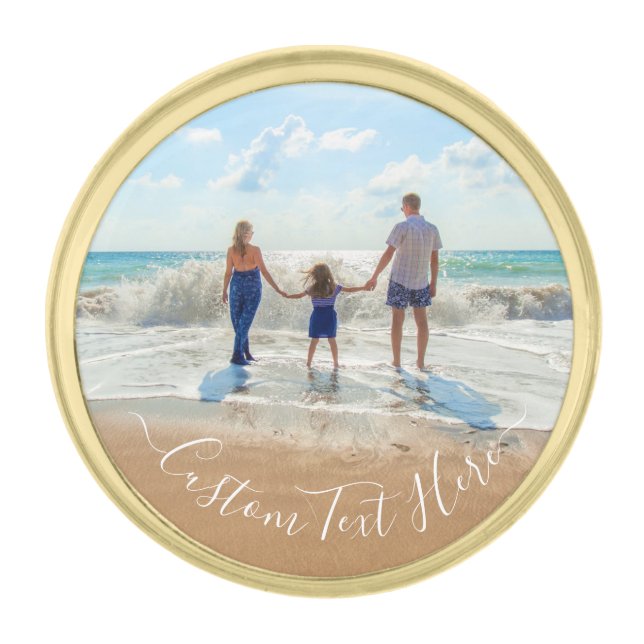 Upload Your Photo Lapel Pin Gift Add Custom Text (Front)