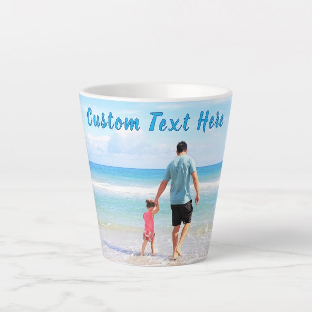 Upload Your Photo Latte Mug Gift Add Custom Text (Front)