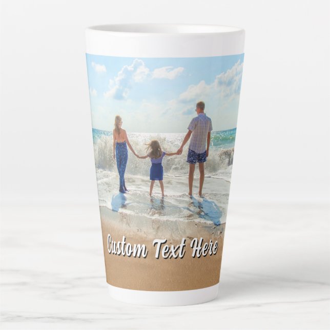 Upload Your Photo Latte Mug Gift Personalized Text (Front)